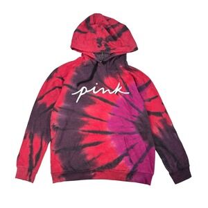 Pink Victorias Secret Campus Pullover Hoodie Womens Size M Oversized Tie Dye NWT